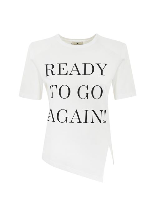 T-shirt asimmetirca in jersey con lettering Elisabetta Franchi | MA03451E2270